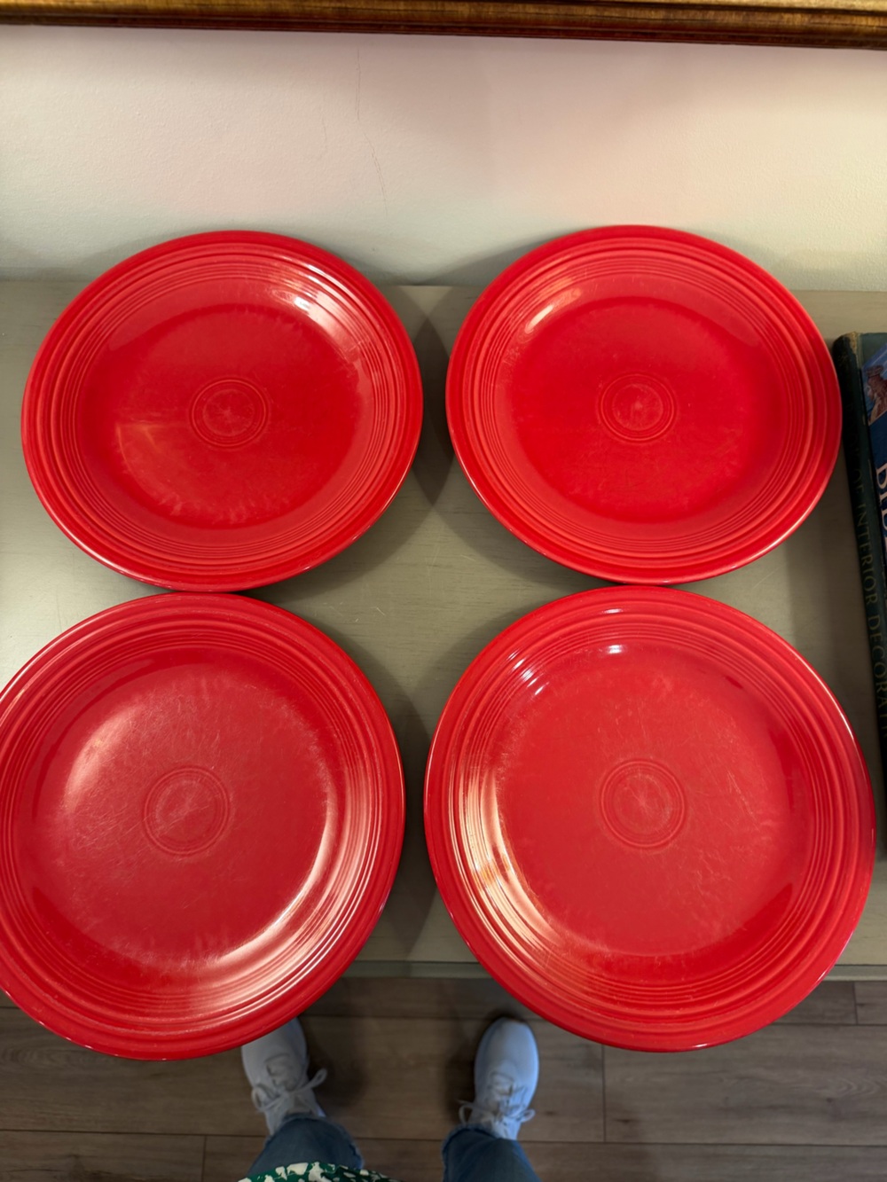 Homer Laughlin Fiestaware Scarlet Red Dinner Plates 10.5” Set Of 4 Retro